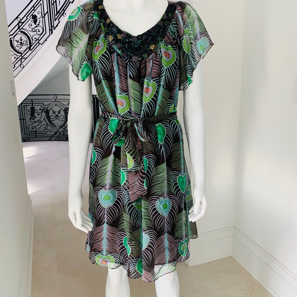 French silk print dress
